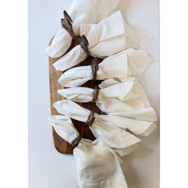 Mid-Century Modern Vintage Hand-Carved Wood Giraffe Napkin Rings, Set of 6 For Sale - Image 3 of 6