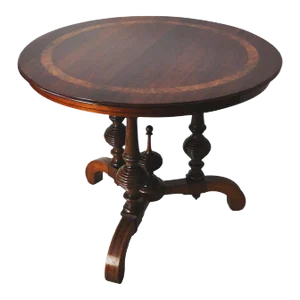 Victorian Burr Walnut, Mahogany & Ebony Circular Centre Table