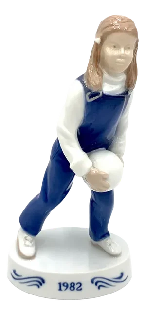 Danish Porcelain Figurine of a Girl With a Ball from Bing & Grondahl, 1982