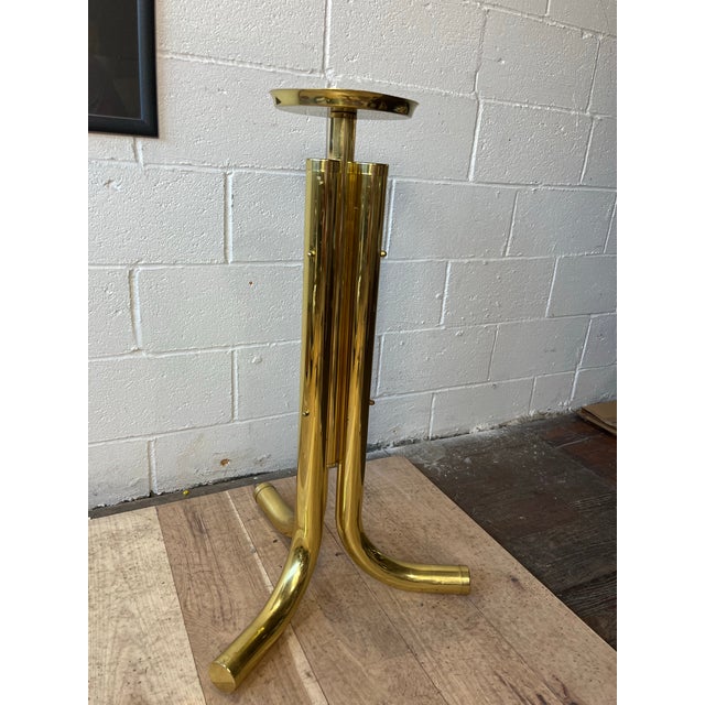 Postmodern Postmodern Polished Brass Pedestal Plant Stand, Sculptural Modernist Form For Sale - Image 3 of 8