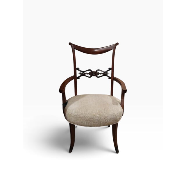 Antique Regency Style Mahogany & Ebony Arm Chairs For Sale - Image 4 of 5