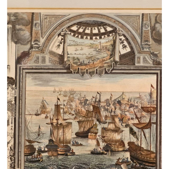 Hand-Colored Engraving, Siege of Gaeta, Germany Circa 1720 For Sale - Image 4 of 8