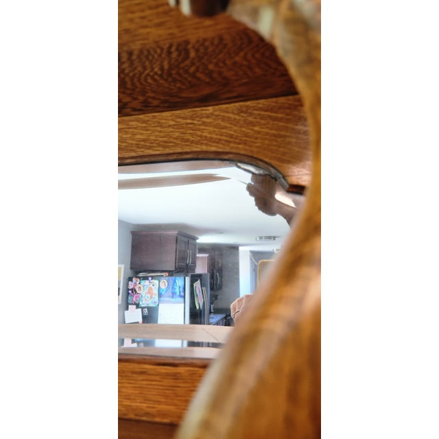 1920s Victorian Golden Tiger Oak Curio Curved 3 Bow Front For Sale - Image 13 of 18