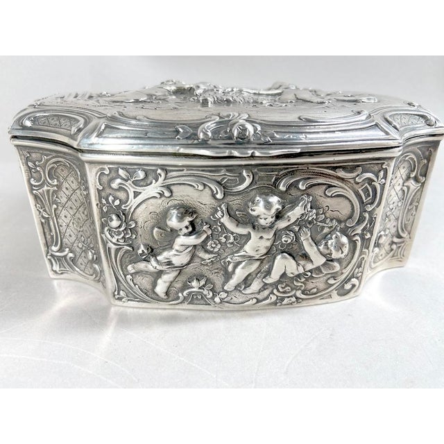 Late 19thC European Hanau Rococo Silver Trinket Box - 1 Pc For Sale - Image 9 of 16