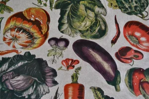 Modernist Linen Fabric With Fruit Pattern by Kelly O'Neal- 14 Yards Available