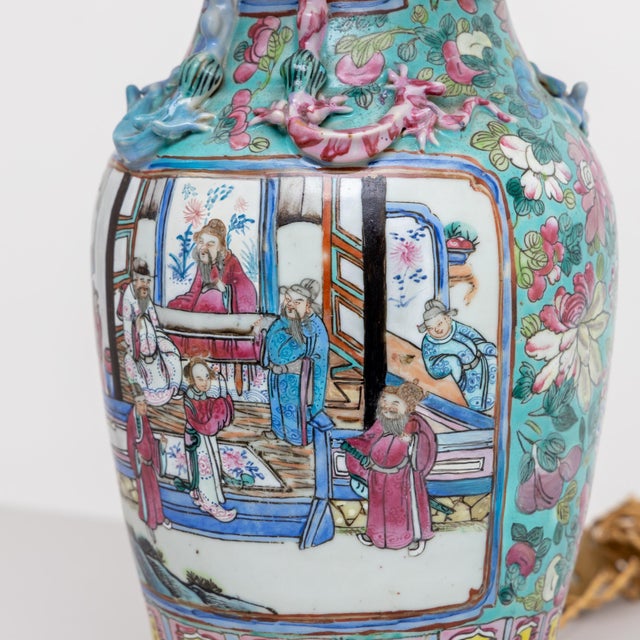 Antique Chinese Table Lamps with Porcelain Base, Set of 2 For Sale - Image 11 of 16