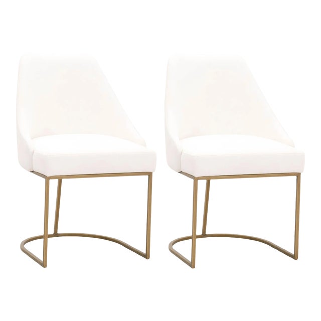 Parissa Dining Chairs, Pearl Velvet & Brushed Gold, Set of 2 For Sale