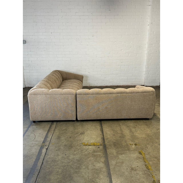 Beige Low Profile Channel Sectional in Beige For Sale - Image 8 of 12