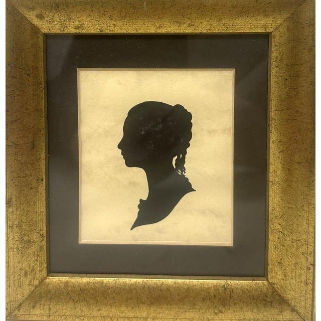 Late 19th Century Antique Pair English Watercolor Paintings Silhouettes Giltwood Frames 19 Centry For Sale - Image 5 of 8