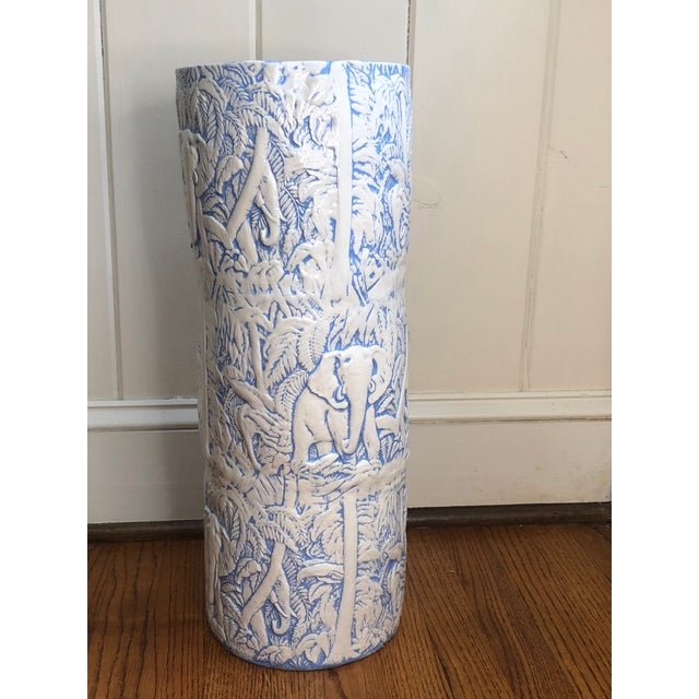 Vintage Ceramic Umbrella Stand With Jungle Scene Chairish
