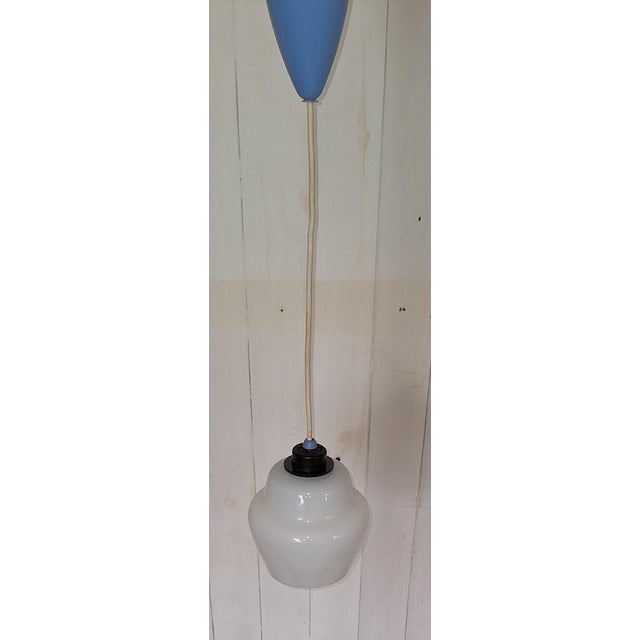 Vintage Ceiling Lamp with White Glass Shade on Black Plastic Mount, 1970s For Sale - Image 4 of 7
