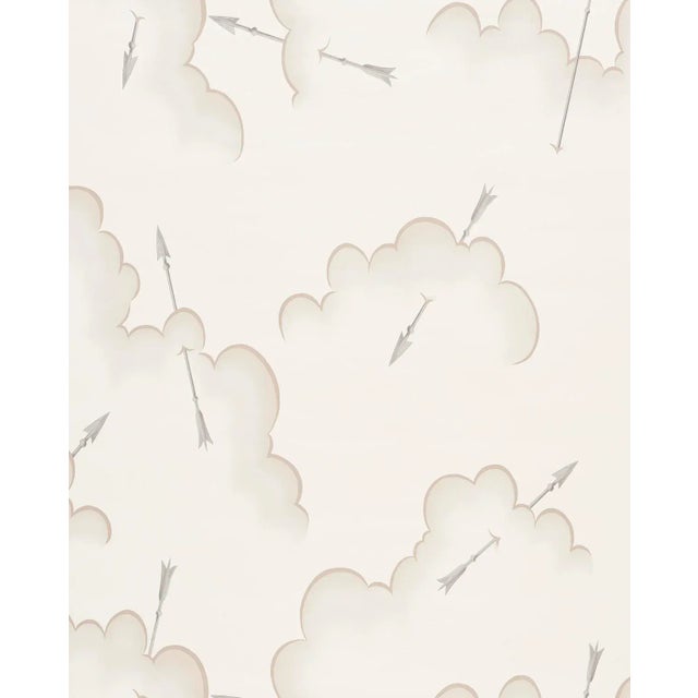 Contemporary Sample - Schumacher X Charlap Hyman Herrero Mercurio Wallpaper in Natural For Sale - Image 3 of 4