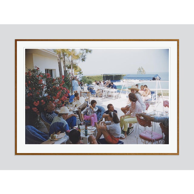 Modern Riviera Crowd 1957 by Slim Aarons Framed C-Print For Sale - Image 3 of 3