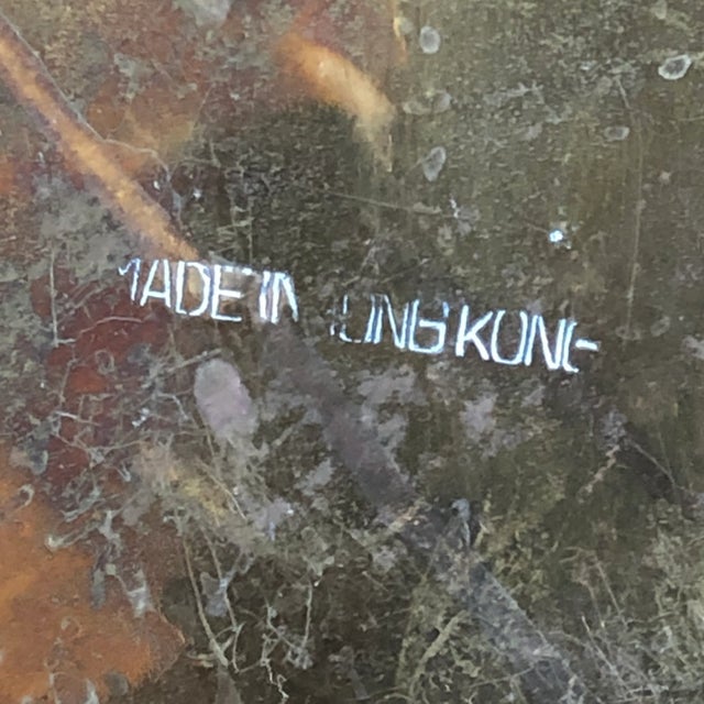 Mid-20th Century Engraved Heavy Brass Two-Tier Chinese Tray Table For Sale - Image 11 of 13