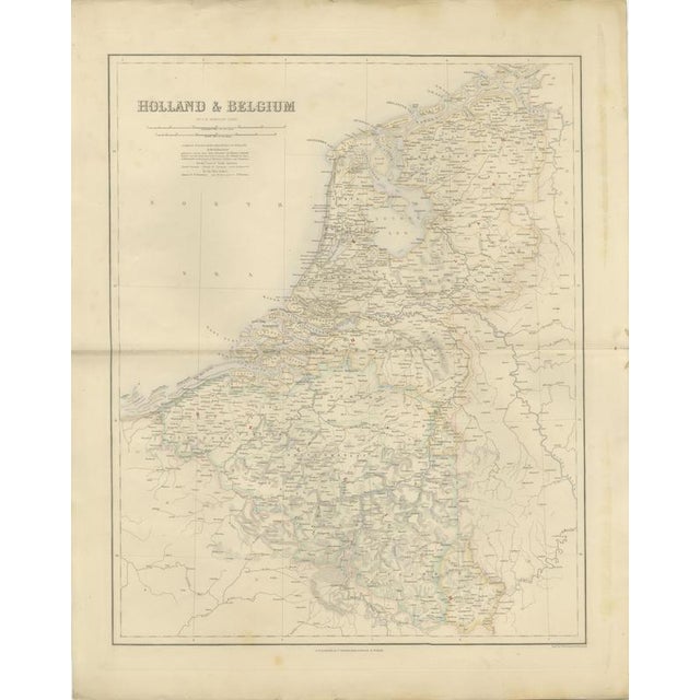 Antique Map of Holland and Belgium with Foreign Possessions Table, 1860 For Sale - Image 3 of 8