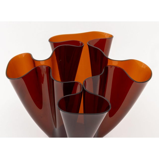 Fontana Arte Fontana Arte Amber Art Glass Cartoccio Vase For Sale - Image 4 of 10