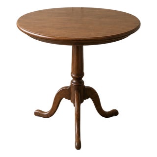 Vintage Round Oak Wood Table For Sale