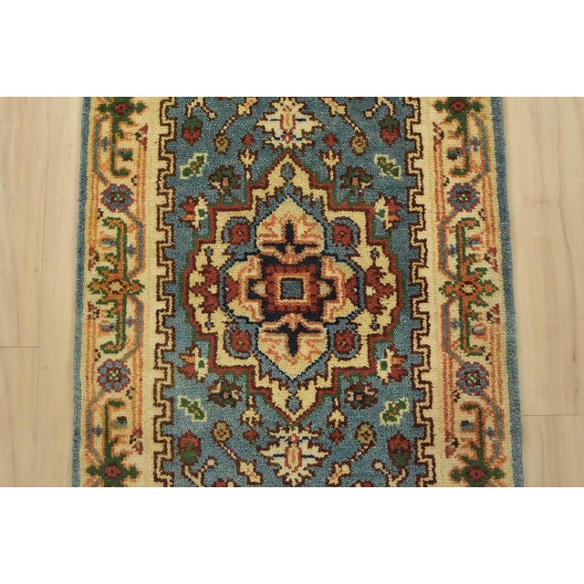 2020s Heriz Runner 2’4” X 7’10” Blue Wool Traditional Hand-Knotted Oriental Rug For Sale - Image 5 of 12