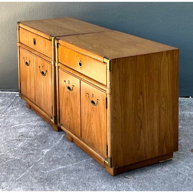 Vintage Drexel Campaign Nightstands - A Pair For Sale - Image 12 of 12