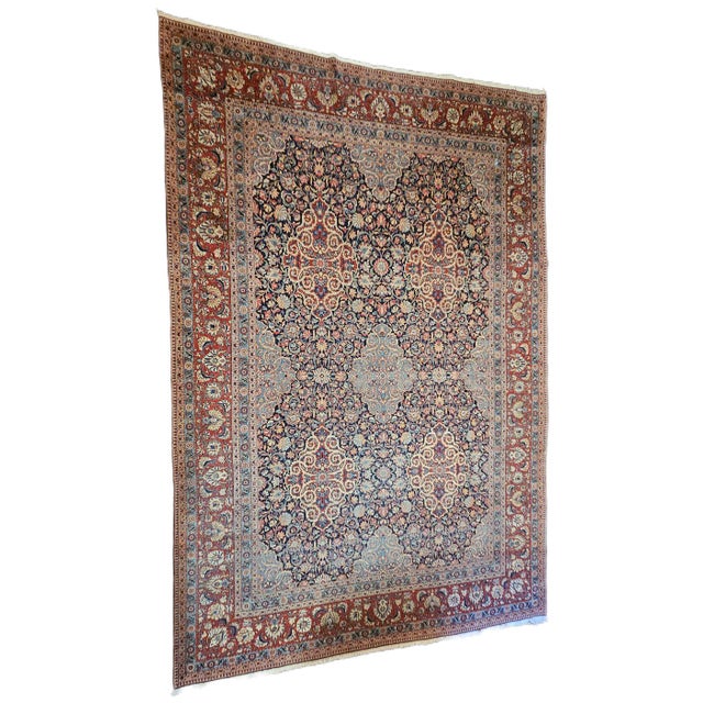Large Antique Hand-Knotted Kashan Rug, 1930s For Sale - Image 13 of 13
