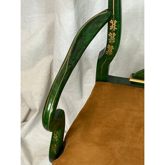 1980s Signed Norman Lundin Green Chinoiserie Armchair For Sale - Image 11 of 18