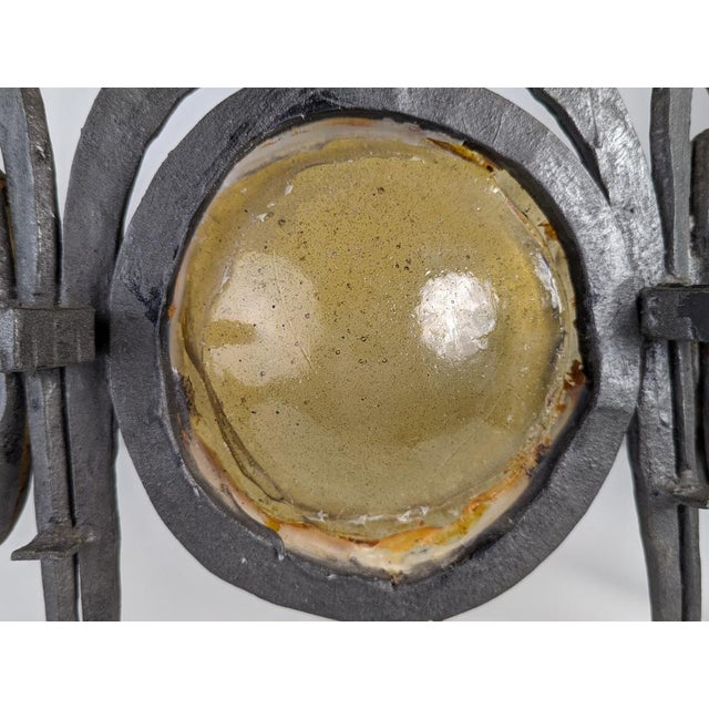 Wrought Iron & Blown Glass Wall Lights, Set of 3 For Sale - Image 14 of 18