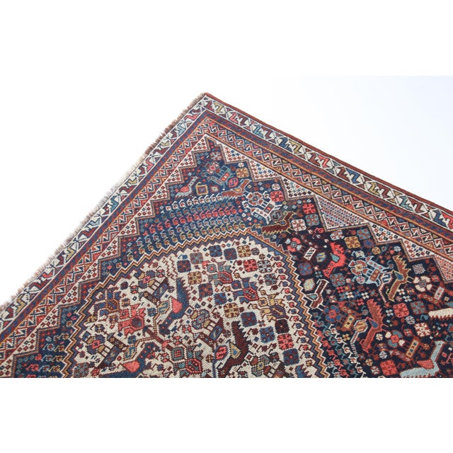 Antique Tribal Persian Rug With Tree of Life & Animal Motifs – Late 19th Century -4' 7'' X 6' 6'' For Sale In Tampa - Image 6 of 12