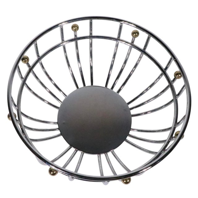 Hollywood Regency Space Age Chrome and Brass Fruit Bowl C. 1960/70's For Sale In New York - Image 6 of 7