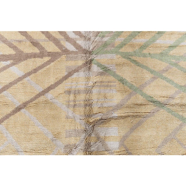 Abstract Modern Oversized Rug With Palm Frond Motif In Golden Tan "Palmera" For Sale - Image 4 of 8