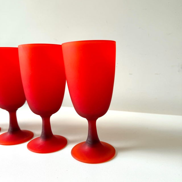 Carlo Moretti 1970s Satin Glass Goblets - Set of Five For Sale - Image 4 of 8