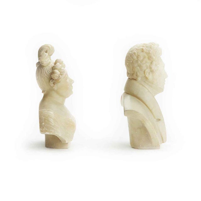 Giuseppe Benassai Pair of Busts 1834 Livorno made of alabaster depicting two noble busts, signed and dated. Elegant pair...