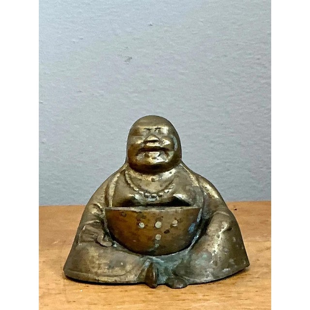 Vintage Brass Buddha Figurine For Sale - Image 4 of 12