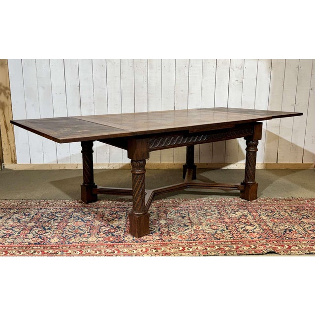 Extendable Oak Table with Gothic Decoration, 1930s For Sale - Image 16 of 18