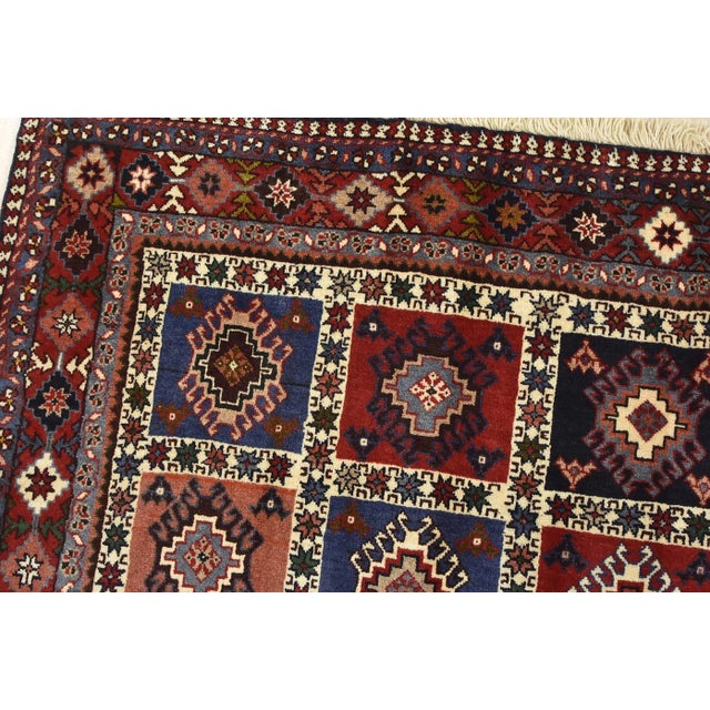 Yalameh Rug 5'1'' X 6'10'' Multicolor Wool Vintage Tribal Hand-Knotted Carpet For Sale In Philadelphia - Image 6 of 12