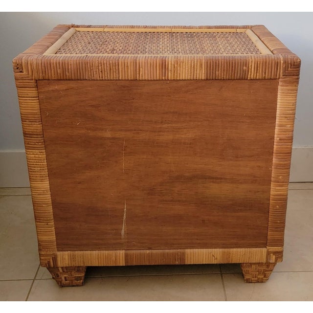 1980s Woven Rattan Nightstand For Sale In Miami - Image 6 of 7