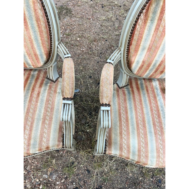 French French 19th Century Louis XVI Painted Walnut Arm Chairs - Set of 2 For Sale - Image 3 of 12