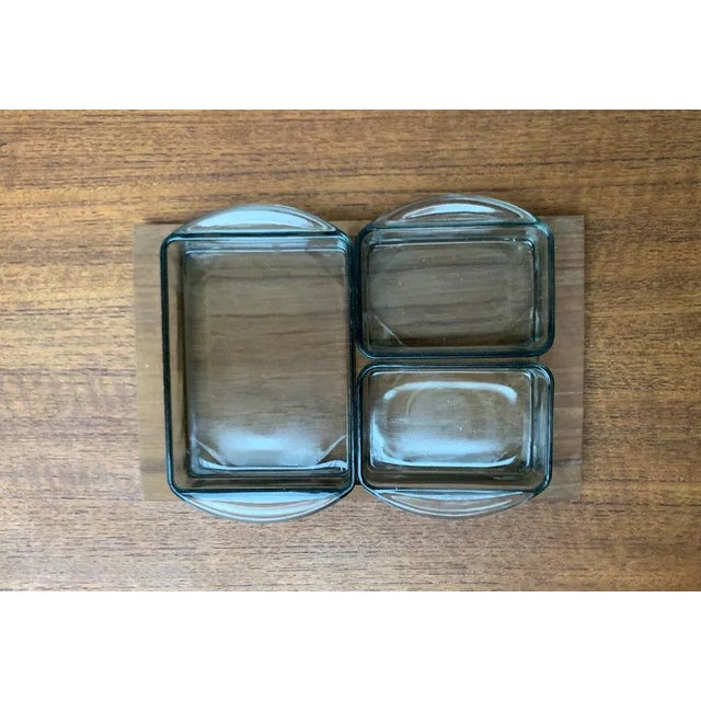 Mid-Century Danish Teak with Cabaret Glass Trays from Holmegaard, 1960s, Set of 4 For Sale - Image 5 of 13
