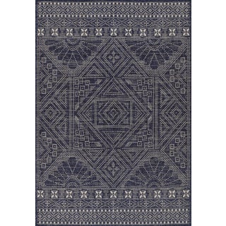 Momeni Contemporary Indoor/Outdoor Riviera Marquis Rug in Navy, 2' x 3' For Sale