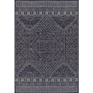 Momeni Contemporary Indoor/Outdoor Riviera Marquis Rug in Navy, 2' x 3' For Sale