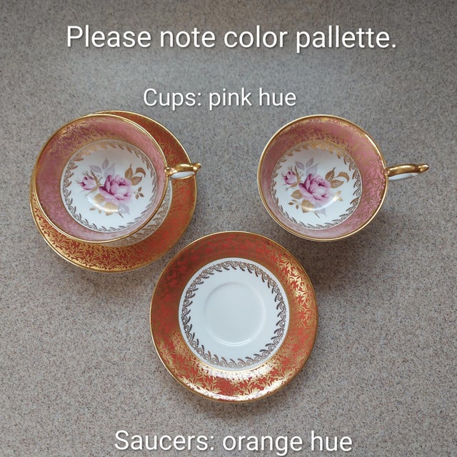 Vintage Aynsley Bone China Cabbage Rose Tea Cup and Saucer- 2 Pieces For Sale - Image 12 of 15