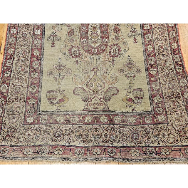 19th Century Kerman Lavar Pictorial Rug, Hand-Knotted Wool, Tree of Life Pattern, Tan & Red, 4’ X 6’ For Sale - Image 11 of 12