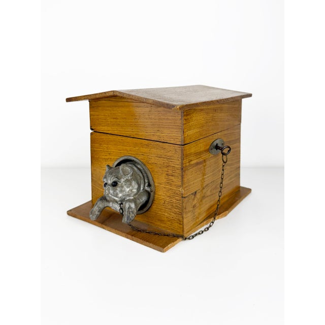 Unusual antique 19th century novelty cigar humidor / tobacco box, designed in the form of a dog kennel, with a...