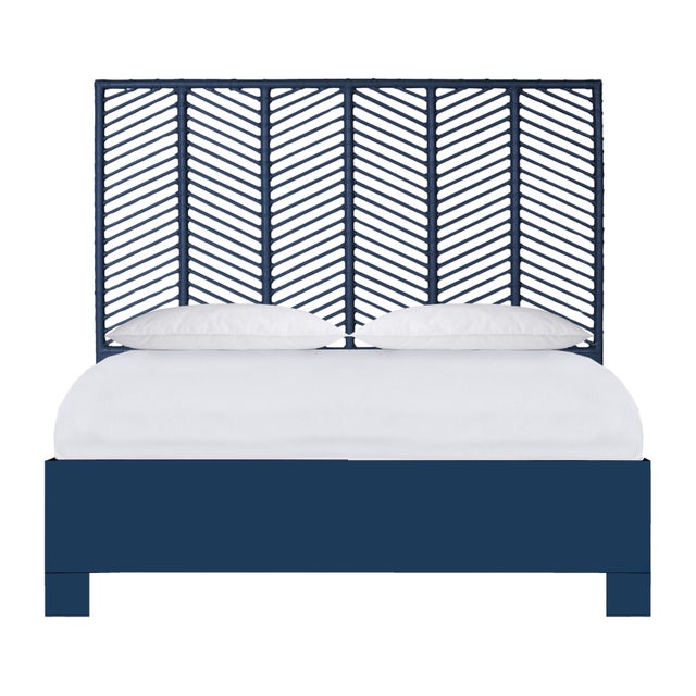 Liam Platform Bed Queen - Navy For Sale - Image 12 of 12