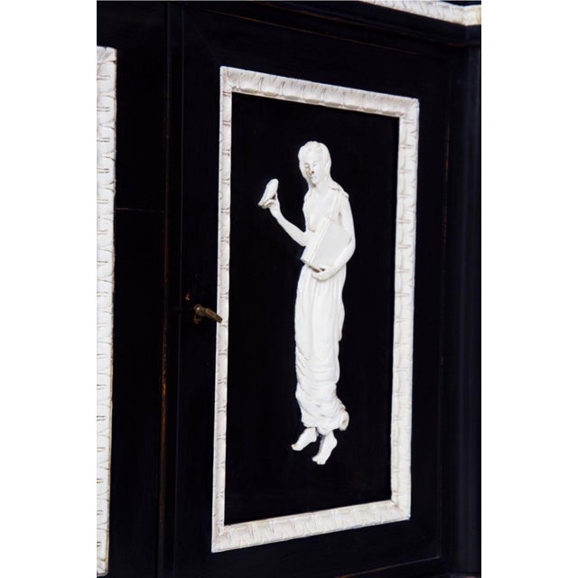 Mid-Century Modern Fine Carved and Ebonized Bar Cabinet, 1920s For Sale - Image 3 of 18