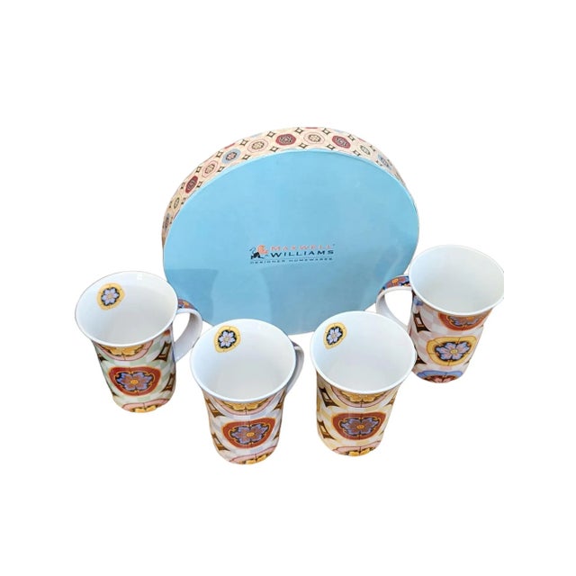 Quirky vintage Maxwell & Williams tea mug set in presentation box, all in mint unused condition. Super colorful...