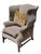 Antique 19c Georgian Wingback Arm Chair. It was freshly upholstered in expensive gray mohair. The pillow is not included...