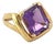 1990s Bold Retro Amethyst Cocktail Ring in 14k Yellow Gold, Size 6 For Sale
