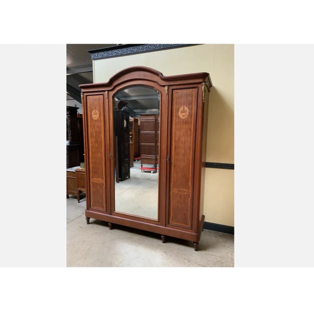 Antique Art Nouveau Wardrobe in Oak, 1910 For Sale - Image 6 of 11