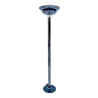 Mid 19th Century Postmodern Torchiere Chrome, Lucite and Marble Floor Lamp For Sale