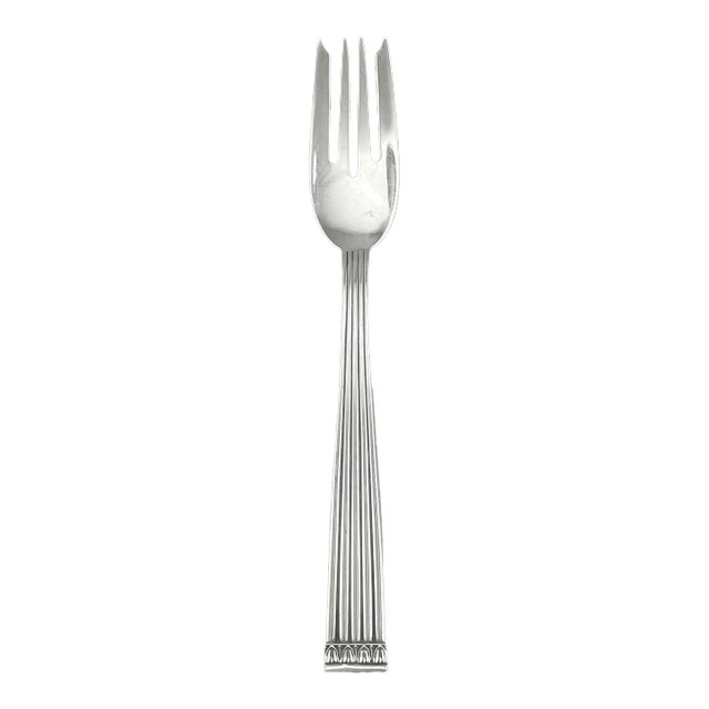 Italian Sterling Silver Salad Fork in “Rigato” by Buccellati, 20th Century For Sale